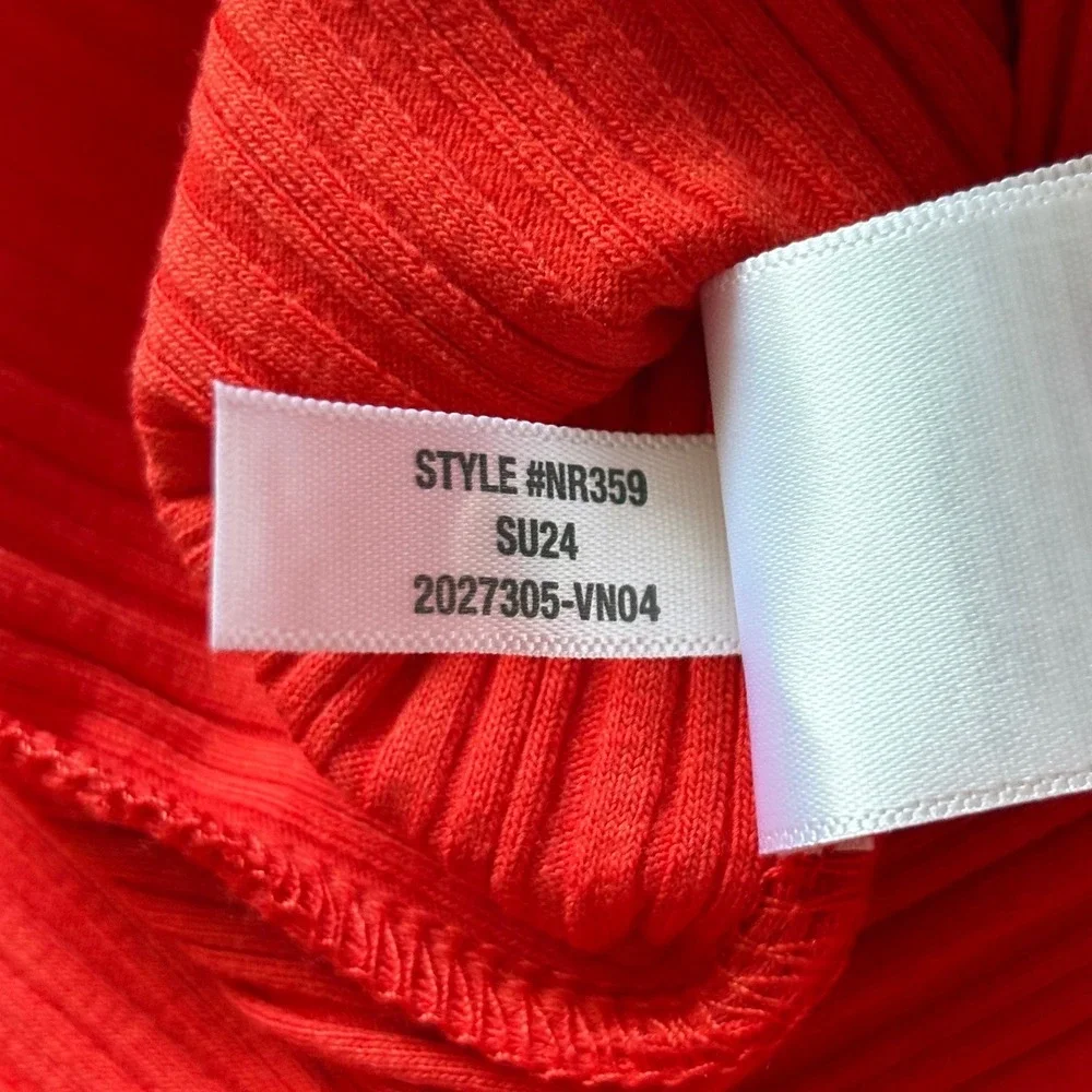Madewell Top Women XL Red Off-the-Shoulder Ribbed Foldover Neck Cotton Blend NWT